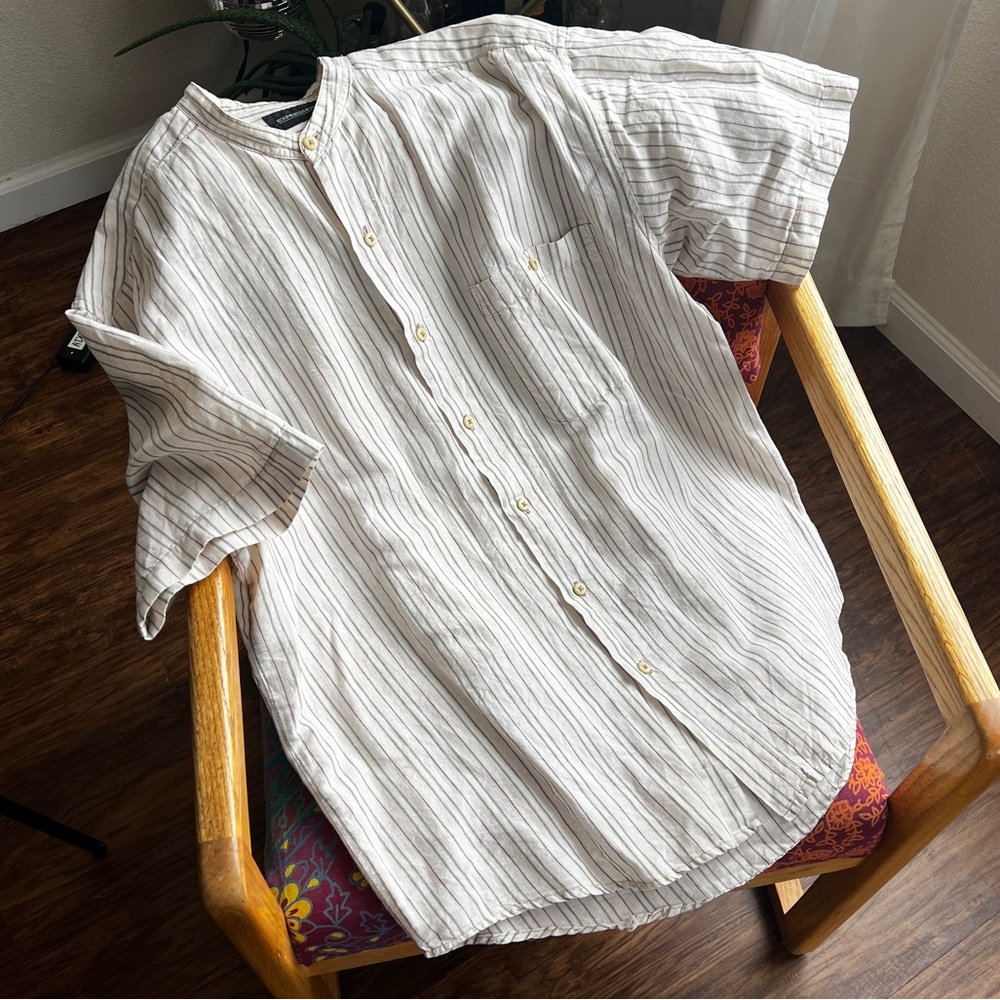 EXPRESSIONS Men's Collarless Button Down
